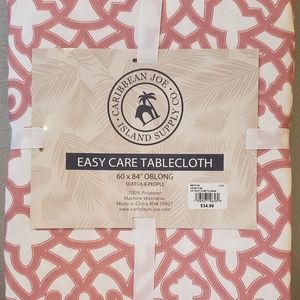 Caribbean Joe Island Supply Co Easy Care Tablecloth White Red 60x84 Seats 6-8